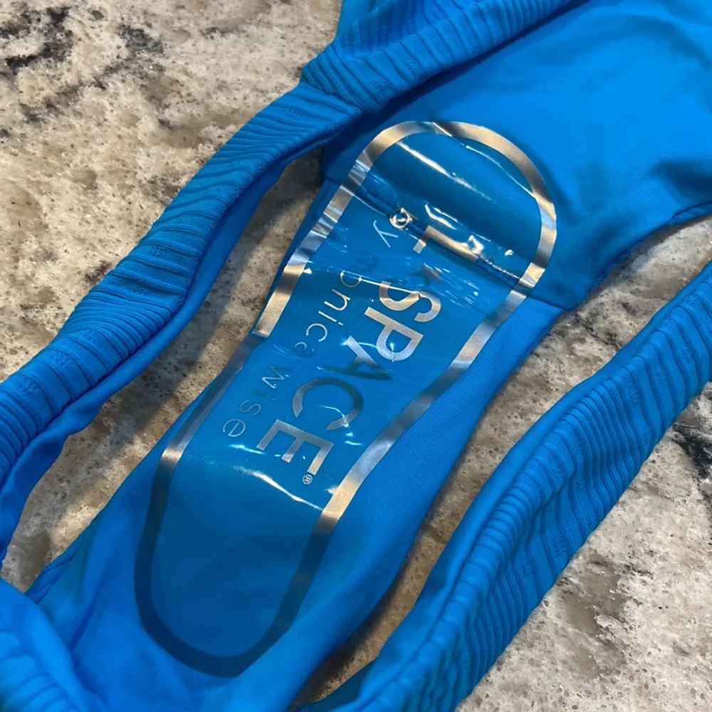 NWT L*Space Camacho Ribbed Bikini Bottom Aquarius Blue Small